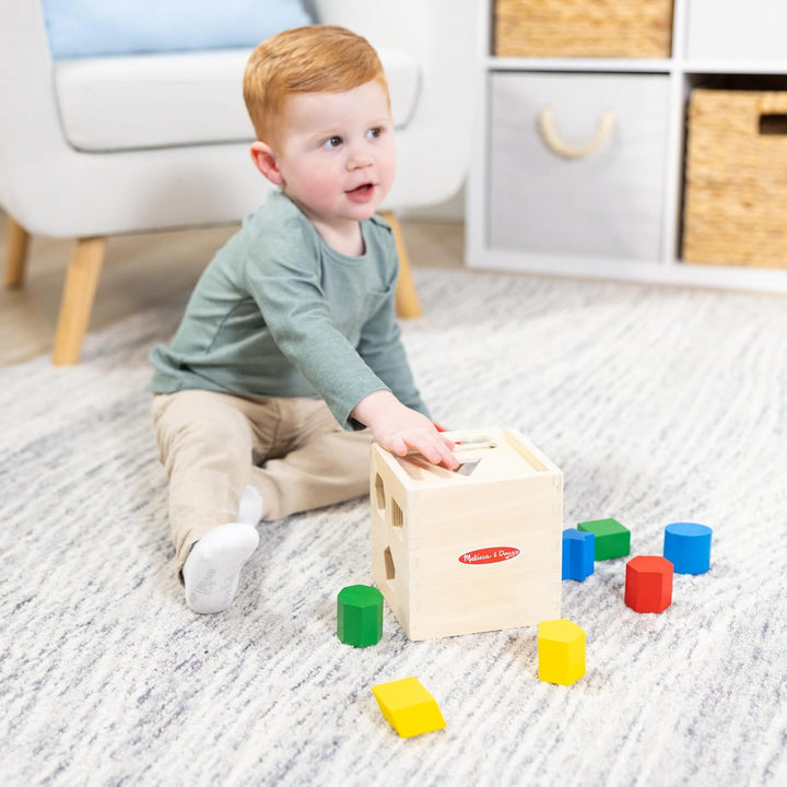 Shape Sorting Cube - Classic Wooden Toy with 12 Shapes
