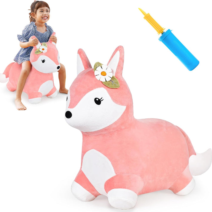 Bouncy Pals Hopping Unicorn Horse, Toddler Girl Inflatable Bouncing Animal Hopper Toy, Outdoor Indoor Plush Ride on Bouncer, Baby Birthday Gift 18 Month 2 3 4 Year Old Kid - Unicorn