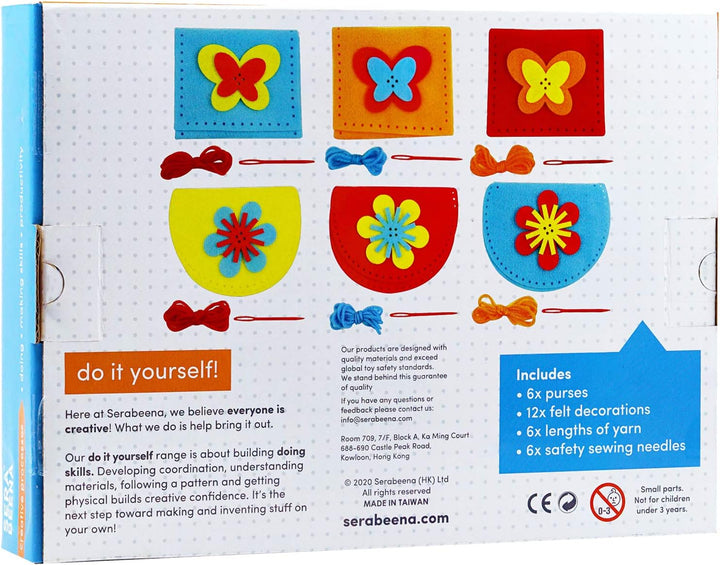 Sew Your Own Purses - Sewing Kit for Kids Ages 4-8 plus - Felt Crafts - Helps Develop Fine Motor Skills - DIY Kit with 6 Purses & Accessories