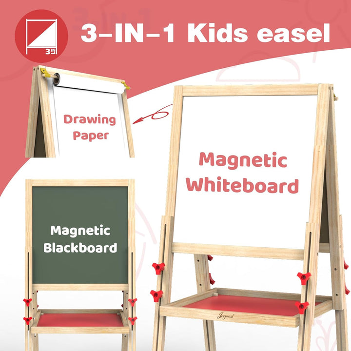 Art Easel for Kids Ages 4-8 Easels for Toddlers,Toddler Art Kids Easel Adjustable Wooden Magnetic Whiteboard Chalkboard for Kid Dry Erase Board Easel for Toddlers 3-4 Years Dual-Sided Drawing