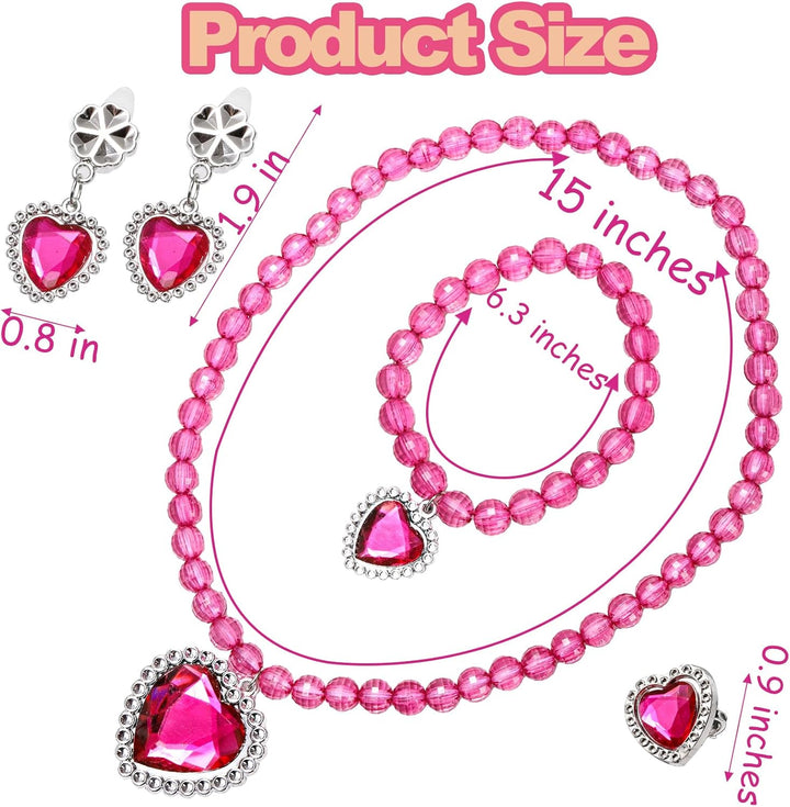 7 Sets Dress up Jewelry, Jewelry Princess Pretend Toy with Bracelet, Necklace, Ring and Earrings, Cosplay Jewelry Set for Party