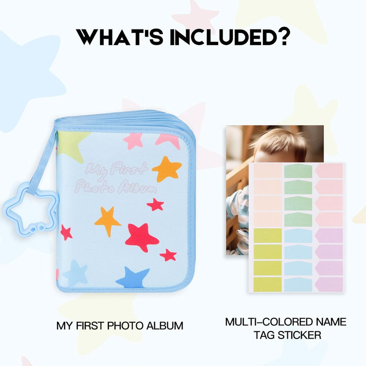 Baby'S My First Photo Album for Baby Holds 21 4X6 Photos, Baby Photo Album Soft Cloth Family Book, My First Family Album for 4X6 Baby Shower Kids Toddlers Family Pictures, Toddler Photo Album (Blue)