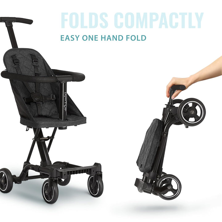 Lightweight and Compact Coast Rider Stroller with One Hand Easy Fold, Adjustable Handles and Soft Ride Wheels, Black