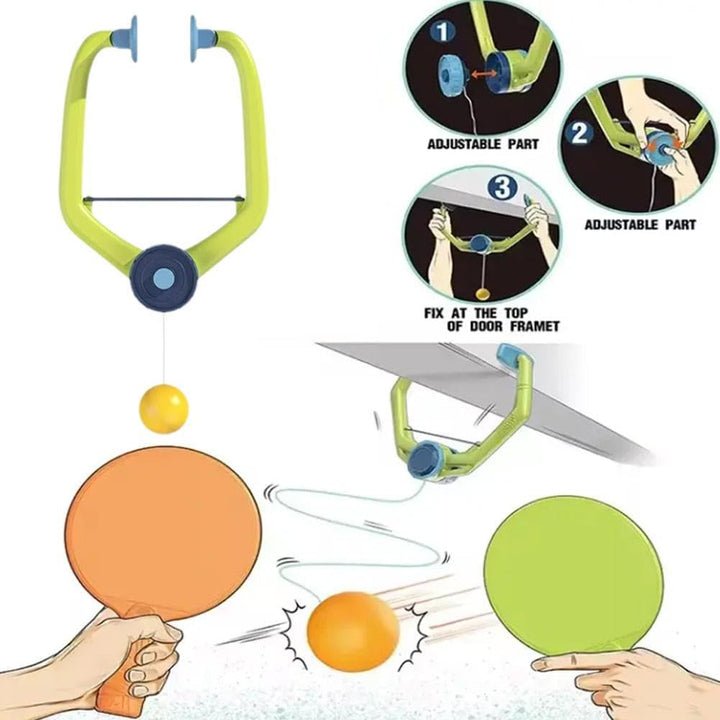 Door Game over the Door,2025 New Doorway Doorway Game Trainer Door Jam Starter Kit for Door Frame Hanging Table Tennis Trainer with Racket & Balls