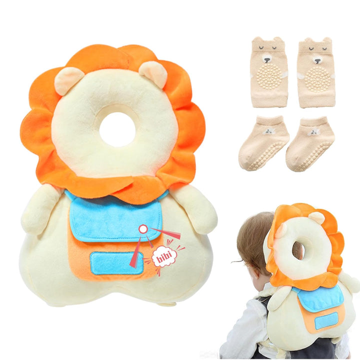 Baby Head Protector Backpack with Knee Pads | Adjustable Safety Pillow for Crawling & Walking Toddlers 6-36 Months, Breathable Infant Travel Essentials (Duck-B)