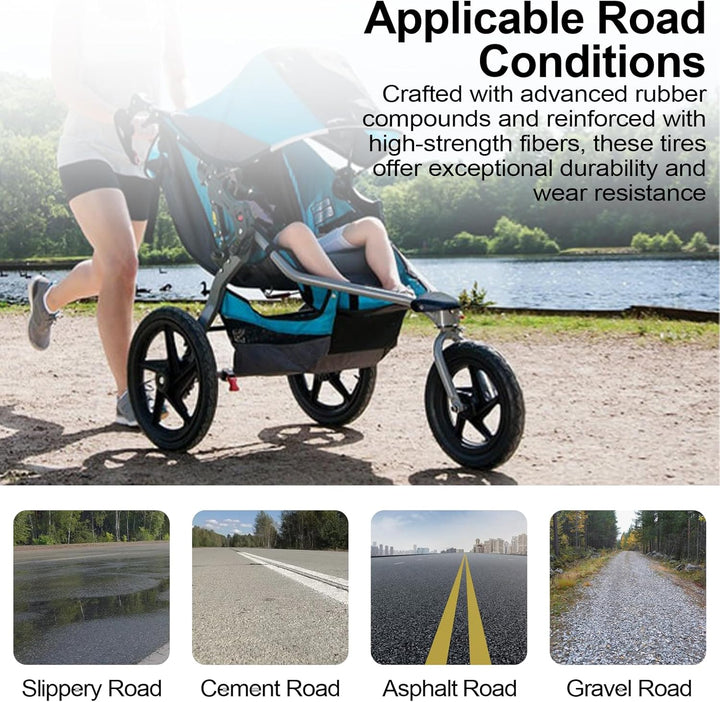 12 1/2 X 2 1/4 Inner Tube and Tire, Heavy Duty Thorn Resistant 12.5'' X 1.75/2.15 Front Wheel Inner Tire Set Compatible with BOB Stroller Revolution Se Pro Flex Jogging Duallie Stroller