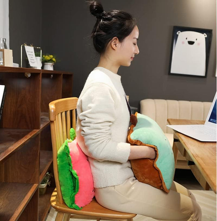 15" Stuffed Fruit Travel Blanket and Pillow Set,3 in 1 Plush Stuffed Hugging Pillow with Warming Hands Pillow Blanket for Kids Gift Travel Airplane Train Bed Office Nap (Pink - Strawberry)