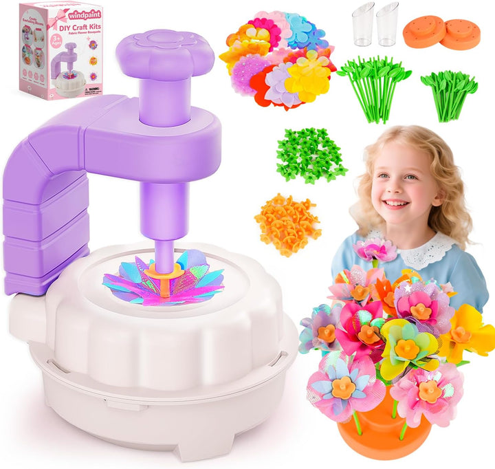 Arts and Crafts for Kids, DIY Fabric Flower Bouquet Craft Kits for Kids Toys, Educational Preschool Learning Detective Toy for Girls 3 4 5 6 7 8 9 10 11 12 Years Old Toddler Birthdays Gift(Pink)