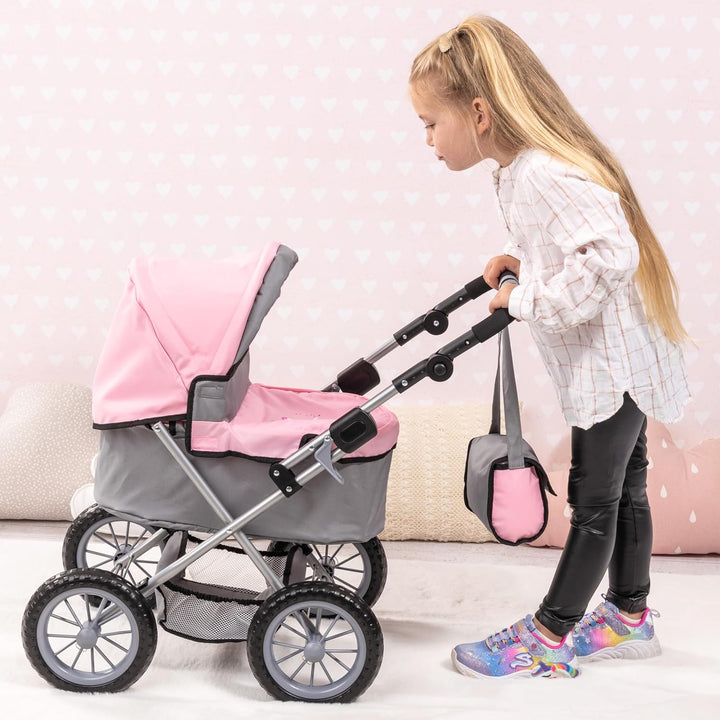 Design Baby Doll Trendy Pram in Grey/Pink, 67 X 41 X 68 Centimeters, 1300800