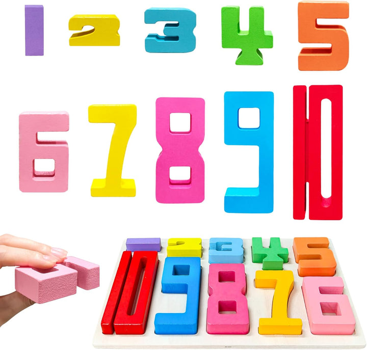 20Pcs Wooden Number Building Blocks, Montessori Number Blocks Math Learning Digital Building Blocks Digital Educational Counting Learning Toys for Parent-Child Interaction Social Skills Development