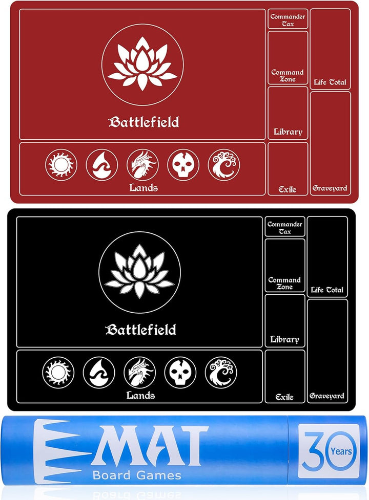 MTG Playmat for TCG Card Playing Game - 2Pcs Black Stitched Play Mat with Tube for Cards Gameplay, MTG, Yugioh, Magic the Gathering (24 X 14 Inch)