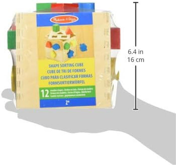 Shape Sorting Cube - Classic Wooden Toy with 12 Shapes