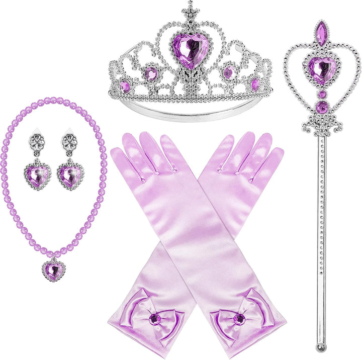 Princess Dress up Accessories Princess Crown Tiara for Little Girls, Princess Tiara Glove Wand Toy Gift for 3-6 Girl