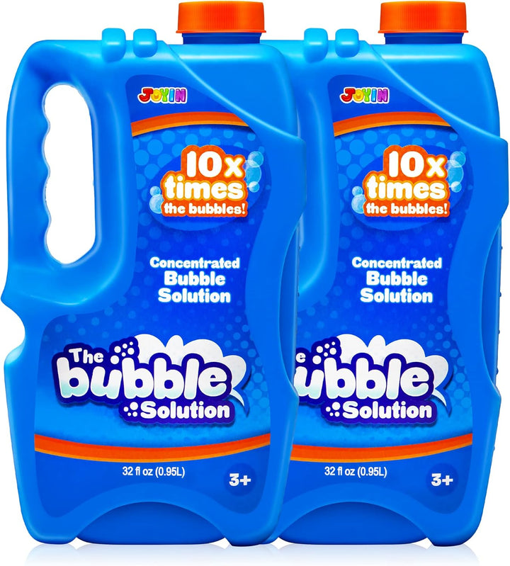 2 Bottles Bubbles Refill Solutions 64 Oz (Up to 5 Gallon), Concentrated Solution for Bubble Machine, Gun, Wand Refill Fluid Summer, Easter Toys(Orange+Blue)