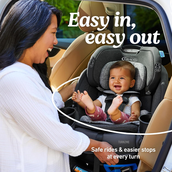 Turn2Me 3-In-1 Rotating Convertible Car Seat, Cambridge, Featuring Headrest and Harness Adjust, Easy Installation and Steel Reinforced Frame