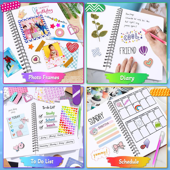 DIY Journal Kit for Girls, Scrapbook & Diary Supplies Set, Girls Diary Christmas Birthday Gifts for 8 9 10 11 12 13 14 Year