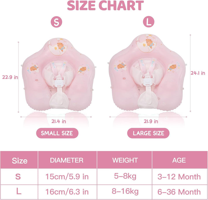 Baby Float with Canopy,Infant Pool Float with Safety Seat,Baby Swimming Float & Swim Float & Water Float UPF50+ UV Protection for Toddler from 3 to 36 Months.(S:3-12 Month/L:6-36 Month)