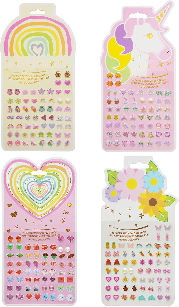 Stick on Earrings - Girls 3D Unicorn Sticker Earrings Self-Adhesive Glitter Craft Gem Stickers (Unicorn)