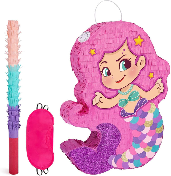 Unicorn Piñata - Unicorn Party Supplies Piñata Bundle with Blindfold and Bat for Girls Kids Rainbow Unicorn Theme Birthday Party Game Decorations (15.7" X 12.2" X 3.1")