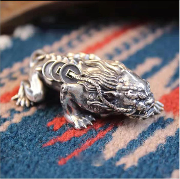 Retro Style Lion Head Necklace Key Chain Pendant Blessing Handle Piece Jewelry Accessory(Single Pendant)