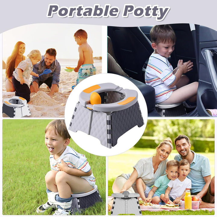 Portable Potty for Toddler Travel, Kids Travel Potty Training Chair with Travel Bag,Baby Potty Training Toilet for Outdoor and Indoor Easy to Clean(Gray) by , Includes 30 Replacement Bags