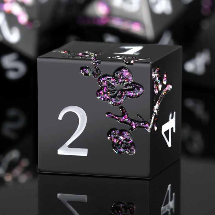 Metal Dice Set D&D, 7 Die Metallic Polyhedral Dice Set with Gift Metal Box and Gold Number for DND Dungeons and Dragons Role Playing Games (Black and Gold)