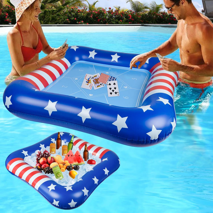Large Inflatable Card Table for Pool with Waterproof Playing Cards - 41 Inches Waterproof Playing Cards for Pool Floating Games Table for Pools Summer Party Outdoor Beach Party