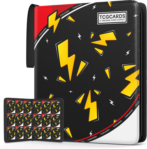 Trading Card Binder 9 Pocket，Card Binder 900 Pockets Card Book Holder Cards with 50 Removable Sleeves，3-Ring Zip Design Mtg/Tcg/Sport Collectible Trading Card Albums Gifts for Boys and Girls (Black)