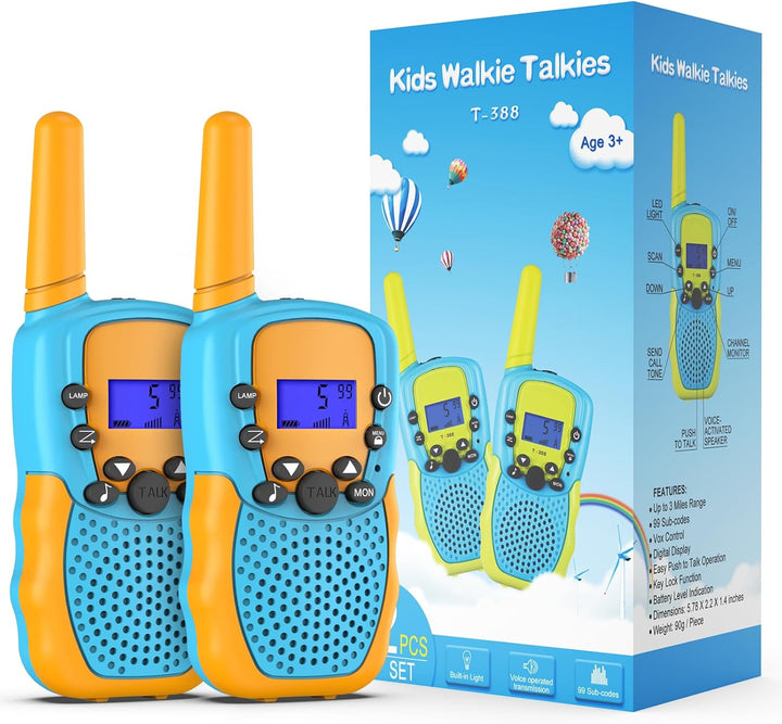 Toys for 3-12 Year Old Boys Girls, Walkie Talkies for Kids 22 Channels 2 Way Radio Toy with Backlit LCD Flashlight, 3 Miles Range for Outside, Camping, Hiking