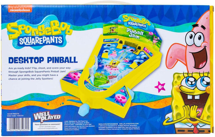 Spongebob Squarepants Desktop Pinball Machine - Fun Arcade Game for Kids & Adults Ages 6+, Compact Tabletop Toy by