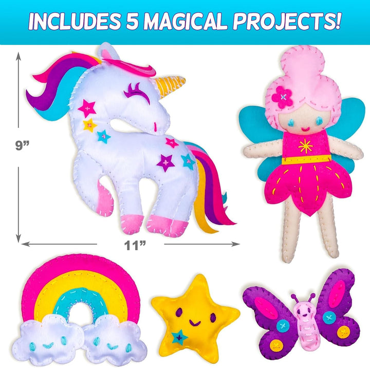 Magical Unicorn Sewing Kit for Girls 7+ - Create 5 Adorable Felt Animals & a Cozy Pillow - Fun, Easy, and Educational DIY Craft