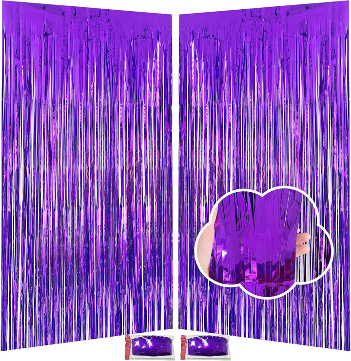 Pink Birthday Decorations for Girls, 3.3X8.2Ft Pink Tinsel Backdrop Foil Fringe Curtains, Glitter Pink Streamers Party Decorations Door Hanging for Barbie Bachelorette Graduation Halloween (2 Pack)
