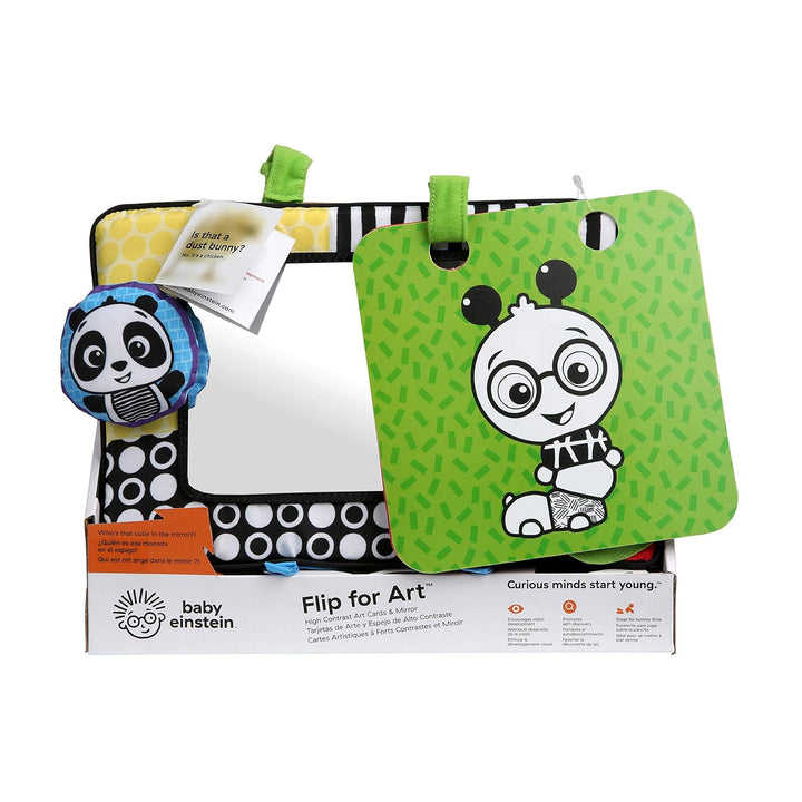 Flip for Art High Contrast Floor Activity Mirror with Take along Cards, Tummy Time Play, Newborn+