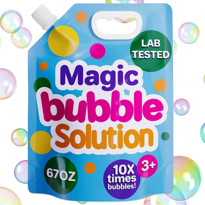 67 Oz Iridescent Bubble Solution Refill | Non-Toxic Quick & Easy Just Add Water to Make 67 Oz Bubble Refill Solution | Bubbles for Kids | Bubbles Bulk | Bubble Machine Solution | Giant Bubbles