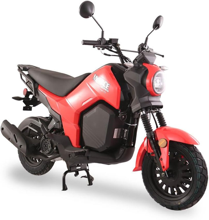 Electric Motorcycle, Street Legal Scooter, Red and Black, LED Headlight, Dual Mirrors