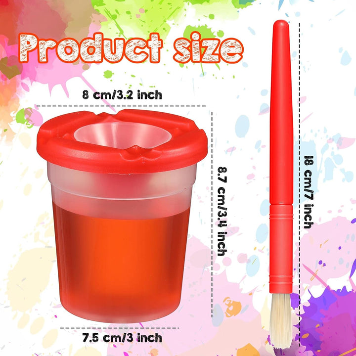 40 Pieces Paint Cups with Lids for Kids Toddler No Spill Paint Cups with Brushes Acrylic Washable Spill Proof Painting Containers for Art Supplies Kids Early Learning Watercolor