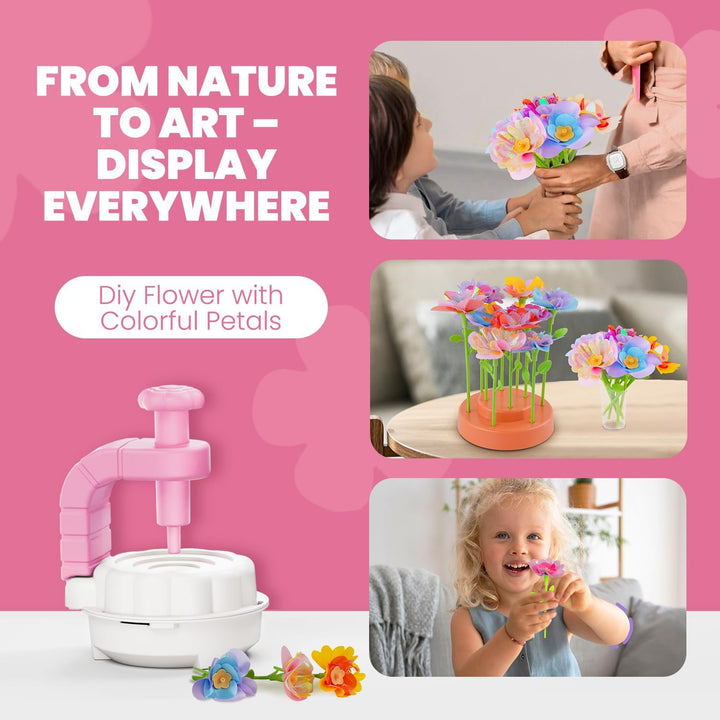 Arts and Crafts for Kids, DIY Fabric Flower Bouquet Craft Kits for Kids Toys, Educational Preschool Learning Detective Toy for Girls 3 4 5 6 7 8 9 10 11 12 Years Old Toddler Birthdays Gift(Pink)