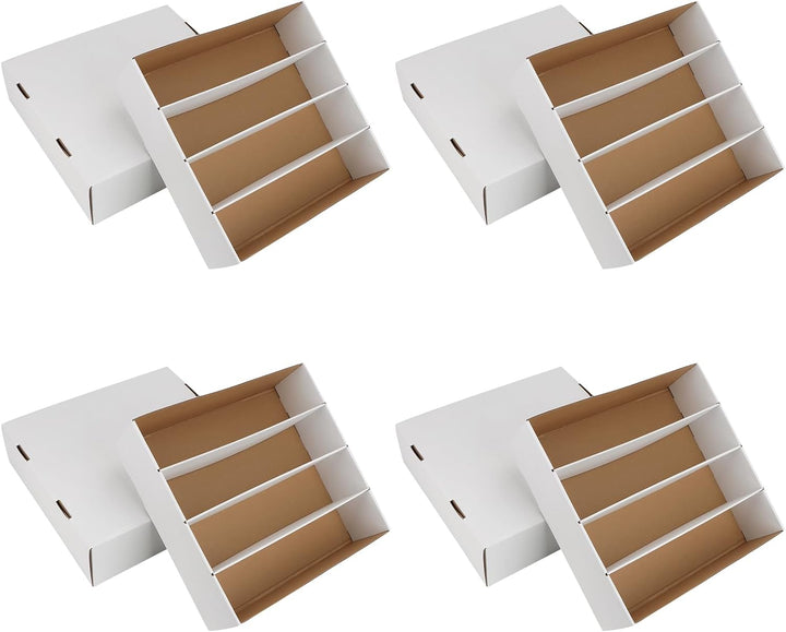 Trading Card Storage Box 3120 Count Collector Cards Box White Sports Card Storage Boxes Card Sorting Tray Cases Cards Collection Trading Cards Box for Soccer Basketball Cards(4 Set)