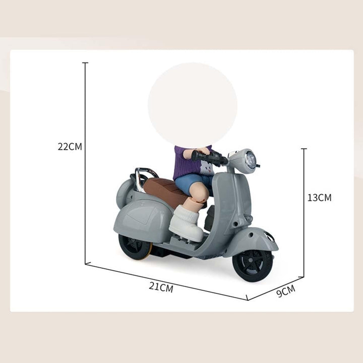 Scooter with Remote for Labubu, Electric Micro Mini Scooter for Labubu Accessories, Funny Plastic Doll Scooter Vehicles, Rotate 360° Interactive Scooter Ornaments Gifts for Lbubu Fans(Gray,With Batter