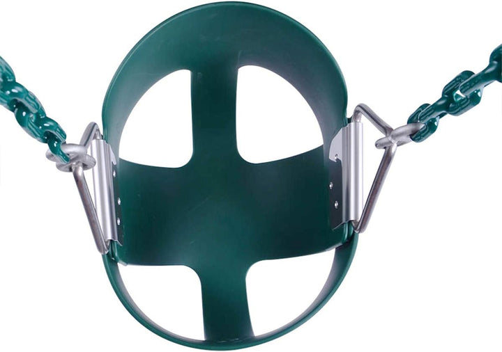 Toddler Swing, 59" Coated Heavy-Duty Iron Chains Baby Swing Outdoor, High Back Full Bucket Infant Swing Seat with Tree Straps for Swing Sets Backyard Outdoor Indoor (Green)