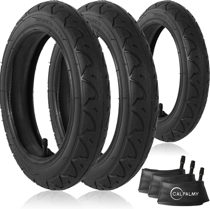 16" Back and 12.5" (2+1) Front Wheel Replacement Inner Tubes and Tires | Compatible with Bob Stroller Tire Revolution Se/Pro/Flex/Su/Ironman - Made from Bpa/Latex Free Premium Quality Butyl Rubber
