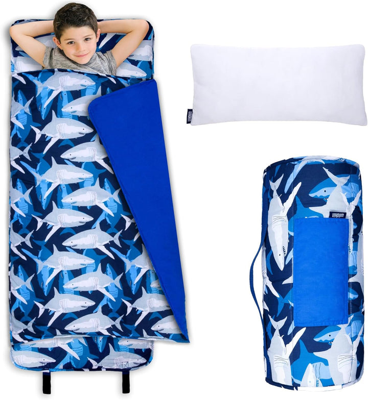 Kids Original Nap Mat – Cozy Kids Sleep Mat with Pillow, Ideal for School & Travel - Trains, Planes, and Trucks