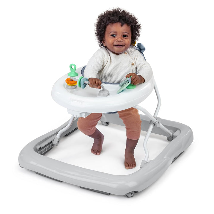Smooth Strides Activity Baby Walker - Chambray, Developmental Walker, 3 Adjustable Heights, Toys Included, 6M-12M