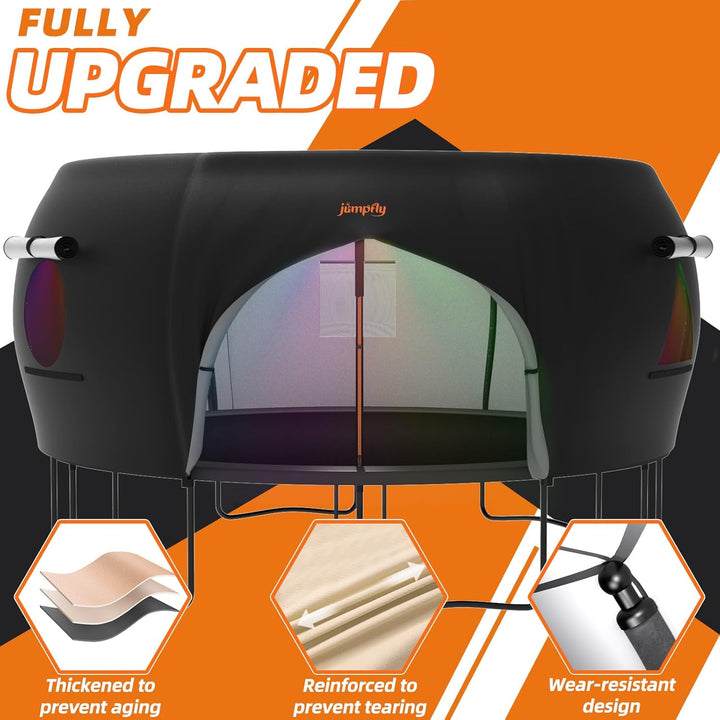 round Trampoline Tent for Kids(Tent Only),Fit for 6/8 Curved Poles round Trampolines, Trampoline Shade Cover with LED Light, Trampolien Accessories, Anti-Tear