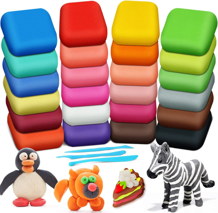 Magic Clay - Air Dry Clay 24 Colors, Modeling Clay for Kids with Tools, Toys Gifts for Age 3 4 5 6 7 8+ Years Old Boys Girls Kids