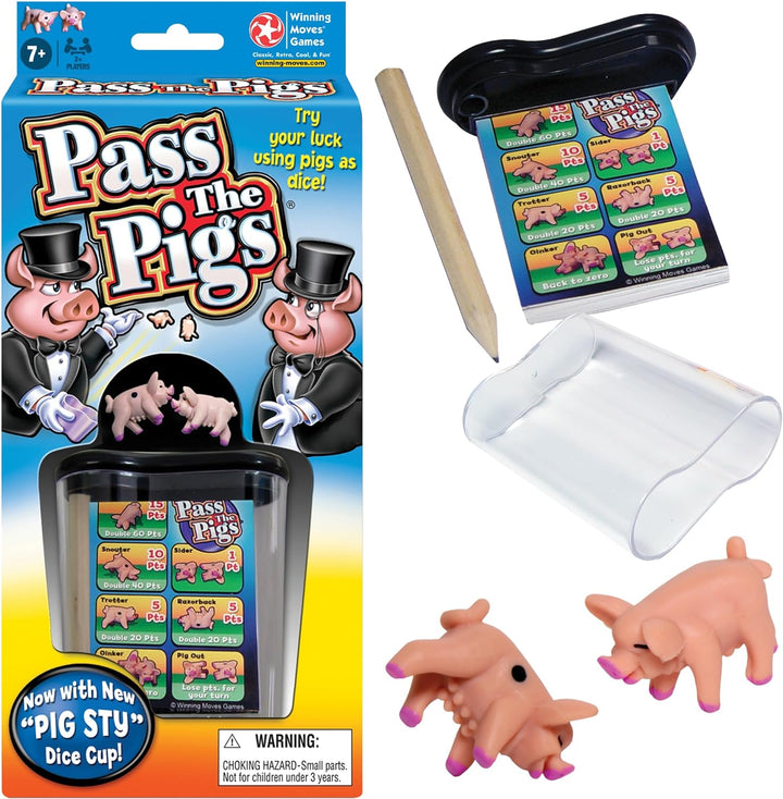 Pass the Pigs by  Games USA, a Hilarious Pig Dice Game, Family Favorite for over 40 Years, for 2 or More Players, Ages 7+ (1046)