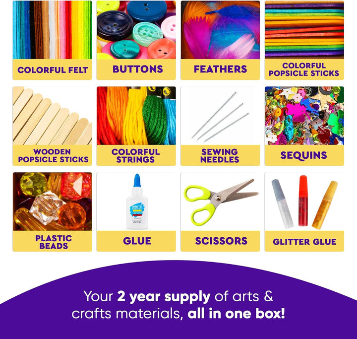 3000+ Pcs Arts and Crafts Supplies for Kids | Craft Kit Box for Kids Age 3-5, 4-8, 6-8, 8-12 | Craft Supplies & Materials Crafts Set Toys Art Box Gifts for Girls Boys Bulk Art Kit