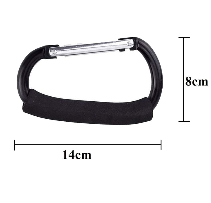 Stroller Hooks by Baby,2 Pcs Carabiner Stroller Hook Organizer for Hanging Purses, Diaper Bag, Shopping Bags. Clip Fits Single/Twin Travel Systems, Car Seats and Joggers (Black)
