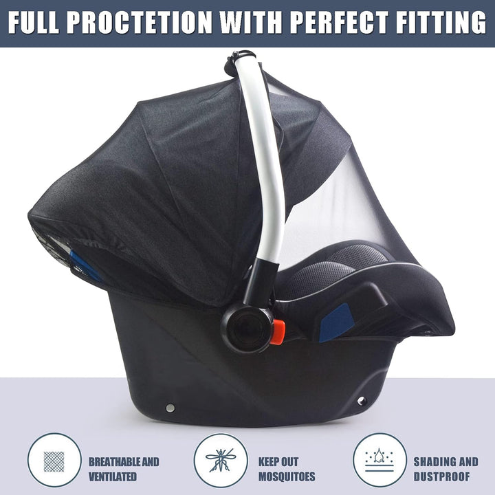 Bby Mosquito Net for Infnt Cr Sets,Infnt Stroller nd Bssinets, Crrier,Brethble with Elstic Netting for Esy Fitting, Portble Durble & Long Lsting Infnt Insect Shield Netting (Blck