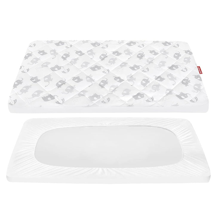 Pack and Play Sheets Fitted, Breathable Thick Playard Lovely Print Cover 39"×27"×5" Compatible with Graco Pack N Play, Gray Star